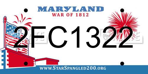 2FC1322 Maryland License Plate