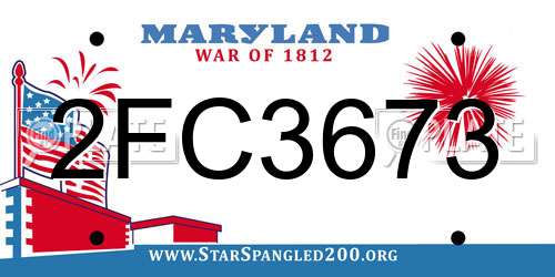 2FC3673 Maryland License Plate