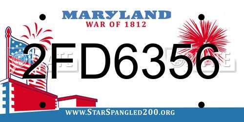 2FD6356 Maryland License Plate