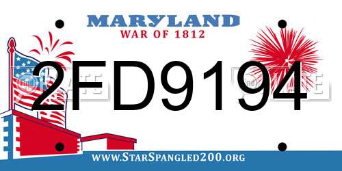 2FD9194 Maryland License Plate