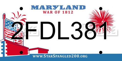 2FDL381 Maryland License Plate