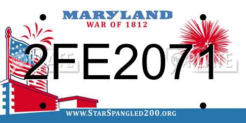 2FE2071 Maryland License Plate