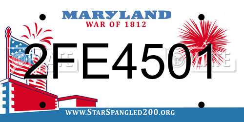2FE4501 Maryland License Plate