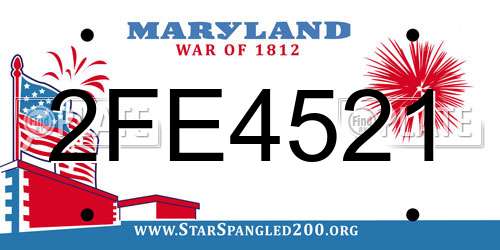 2FE4521 Maryland License Plate