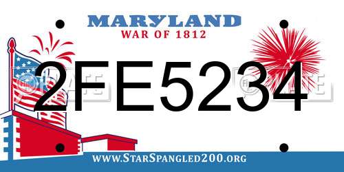 2FE5234 Maryland License Plate