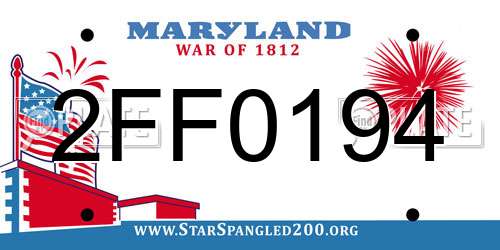 2FF0194 Maryland License Plate