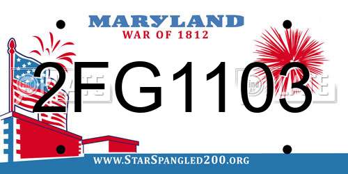 2FG1103 Maryland License Plate