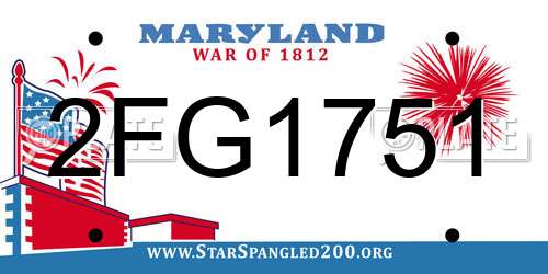 2FG1751 Maryland License Plate