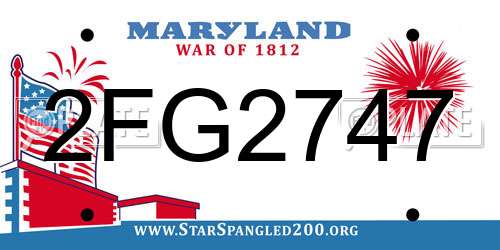 2FG2747 Maryland License Plate