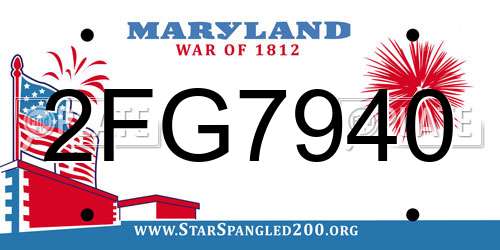 2FG7940 Maryland License Plate