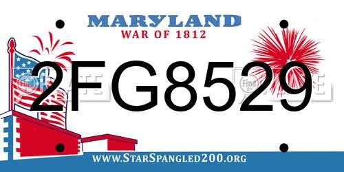 2FG8529 Maryland License Plate