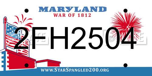 2FH2504 Maryland License Plate