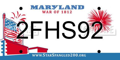 2FHS92 Maryland License Plate