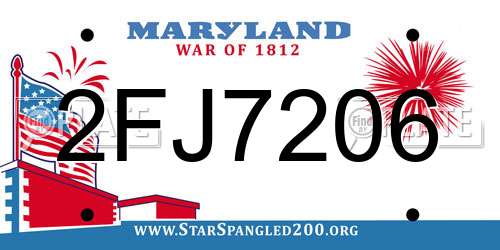 2FJ7206 Maryland License Plate