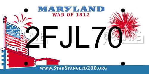 2FJL70 Maryland License Plate