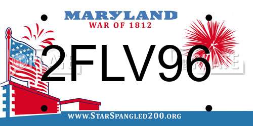 2FLV96 Maryland License Plate
