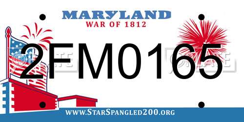 2FM0165 Maryland License Plate