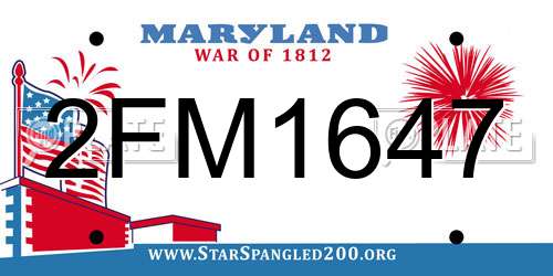 2FM1647 Maryland License Plate