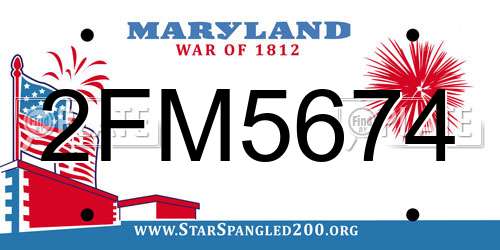 2FM5674 Maryland License Plate