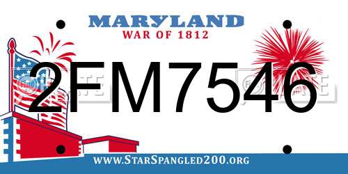 2FM7546 Maryland License Plate