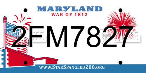 2FM7827 Maryland License Plate