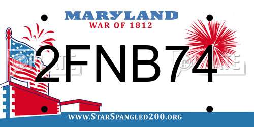 2FNB74 Maryland License Plate