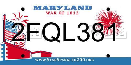 2FQL381 Maryland License Plate