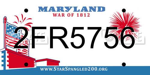 2FR5756 Maryland License Plate