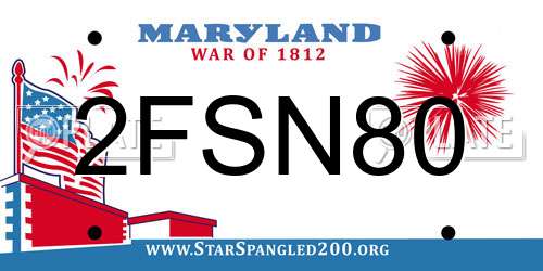 2FSN80 Maryland License Plate