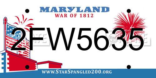 2FW5635 Maryland License Plate
