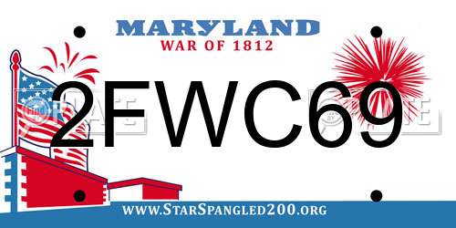 2FWC69 Maryland License Plate