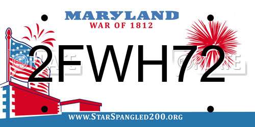 2FWH72 Maryland License Plate