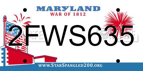 2FWS635 Maryland License Plate