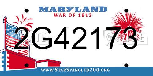 2G42173 Maryland License Plate