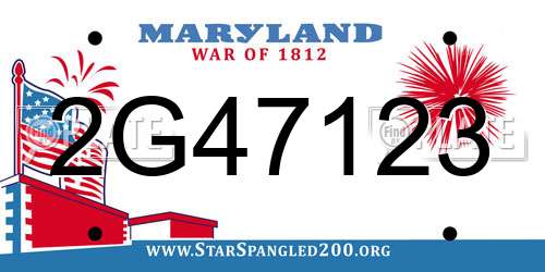 2G47123 Maryland License Plate