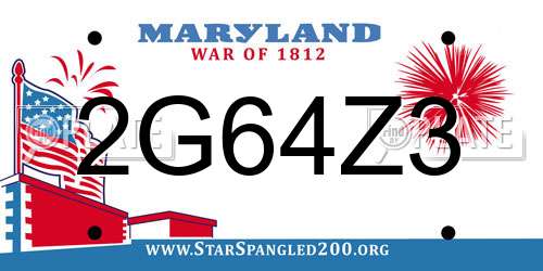2G64Z3 Maryland License Plate