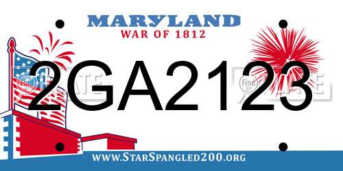2GA2123 Maryland License Plate