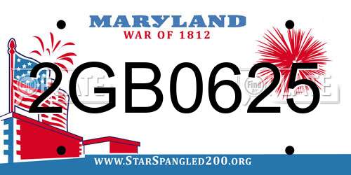 2GB0625 Maryland License Plate