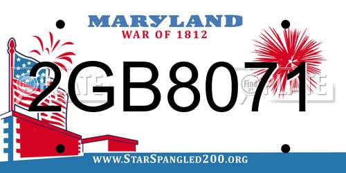 2GB8071 Maryland License Plate