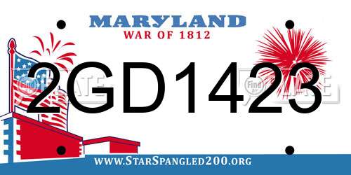 2GD1423 Maryland License Plate