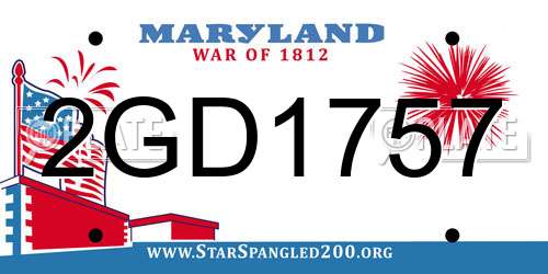 2GD1757 Maryland License Plate