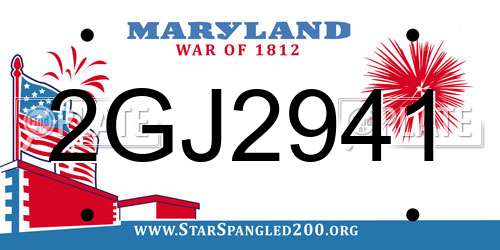 2GJ2941 Maryland License Plate