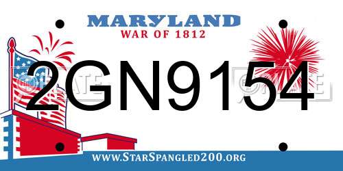 2GN9154 Maryland License Plate