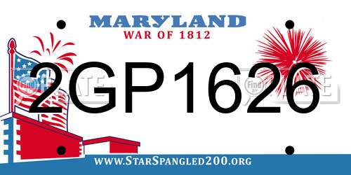 2GP1626 Maryland License Plate