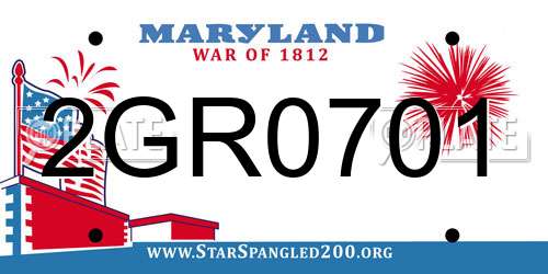 2GR0701 Maryland License Plate