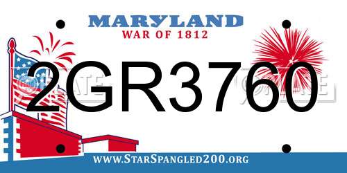 2GR3760 Maryland License Plate