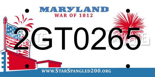 2GT0265 Maryland License Plate