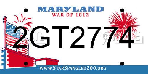2GT2774 Maryland License Plate