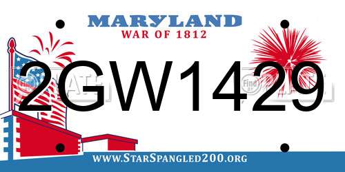 2GW1429 Maryland License Plate