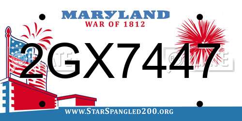 2GX7447 Maryland License Plate